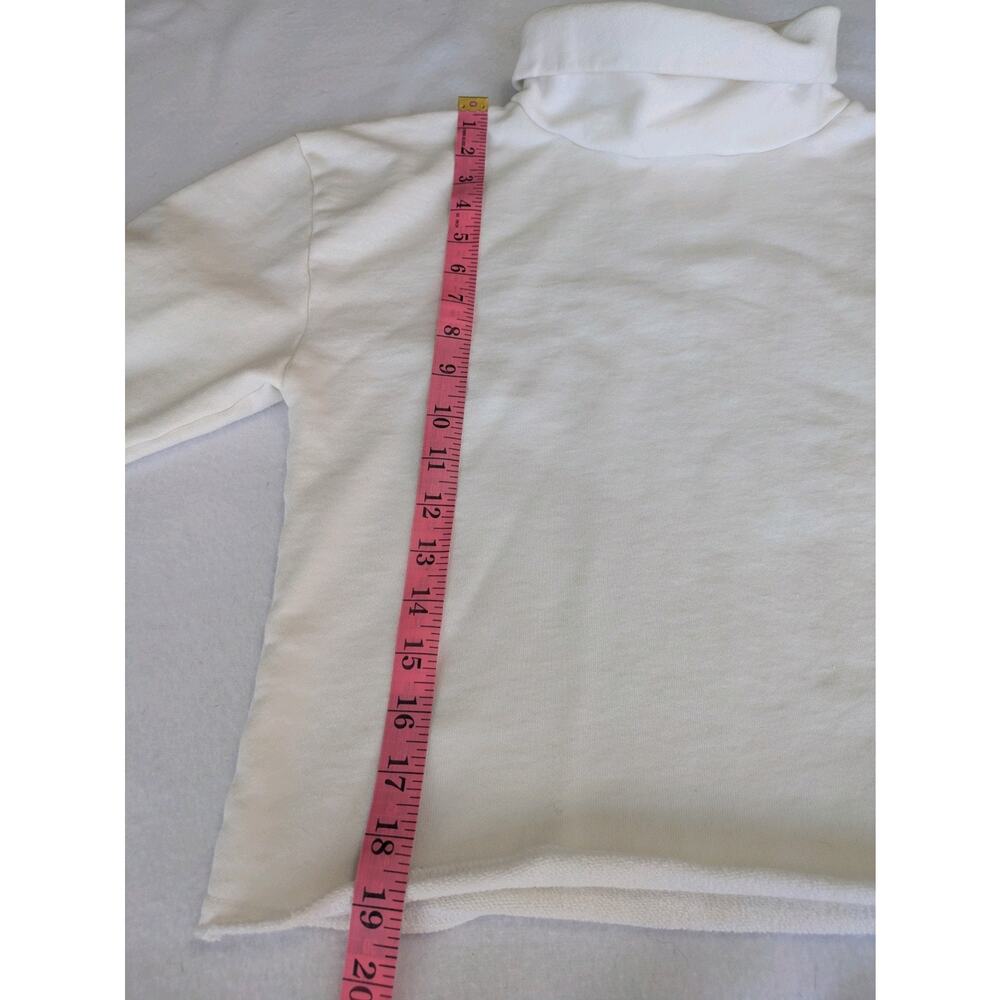 Emerson Fry Sweatshirt Raw Edge White Turtleneck XS Minimalist Crop Luxe Top - Picture 9 of 10